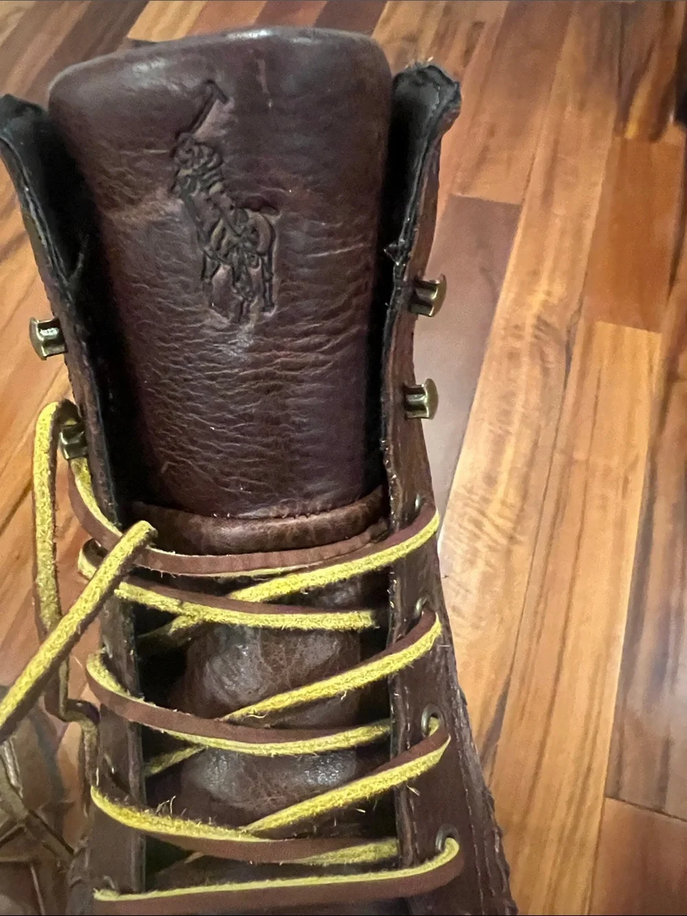 Polo by Ralph Lauren Men’s Willingcott Brown Leather Moc Toe Lace-Up Work Boots